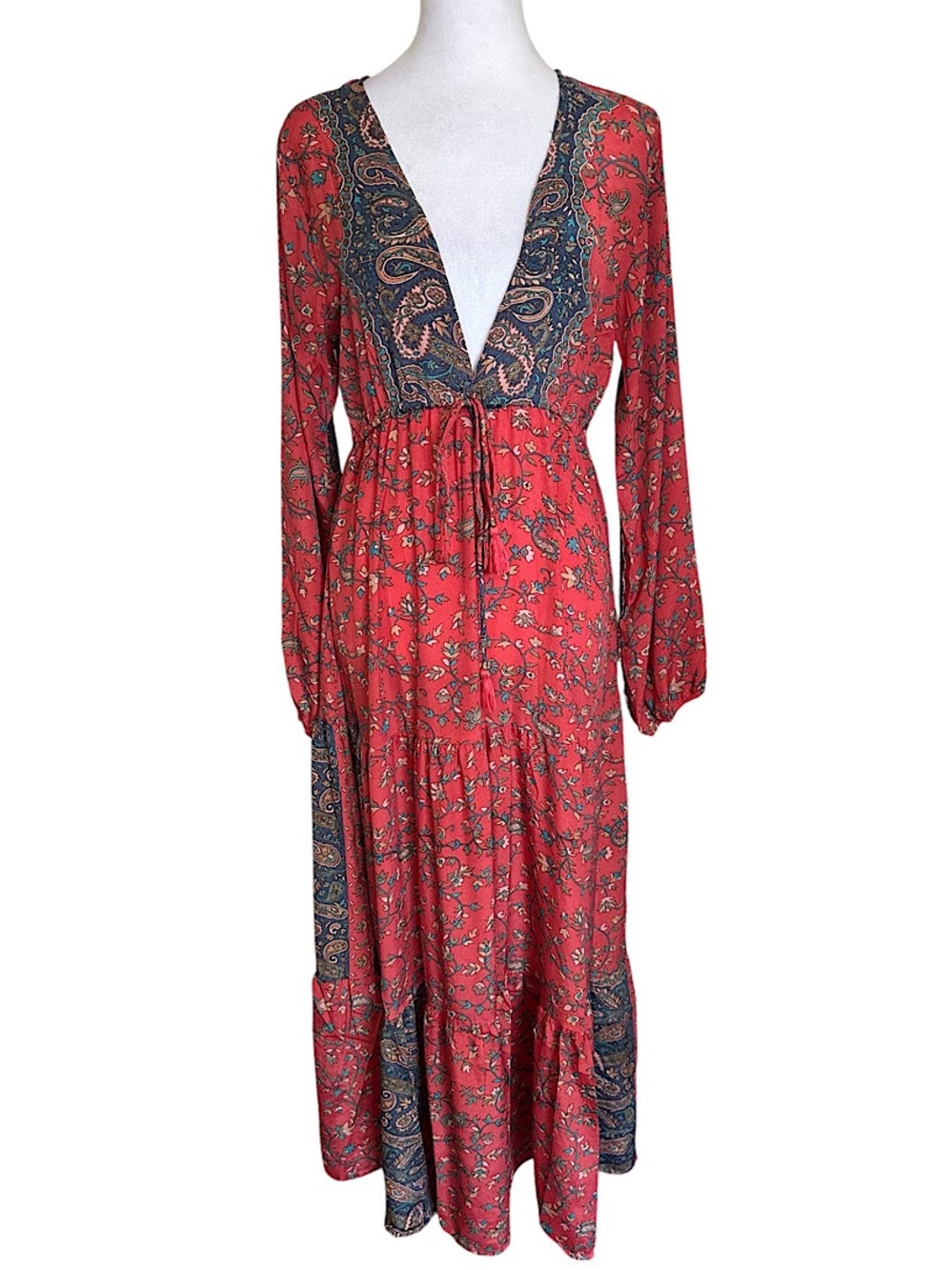 Karma Highway Women’s Maxi Floral Dress Boho One Size V-Neck Multicolor